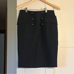 NWT Inc black lined pencil skirt, 2 flap pockets, slit in back, sz 4